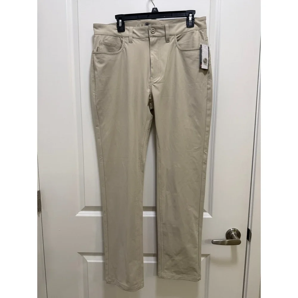 Flag & Anthem MadeFlex Performance Pants Mens 32/32 Stone Straight Leg Chino NEW